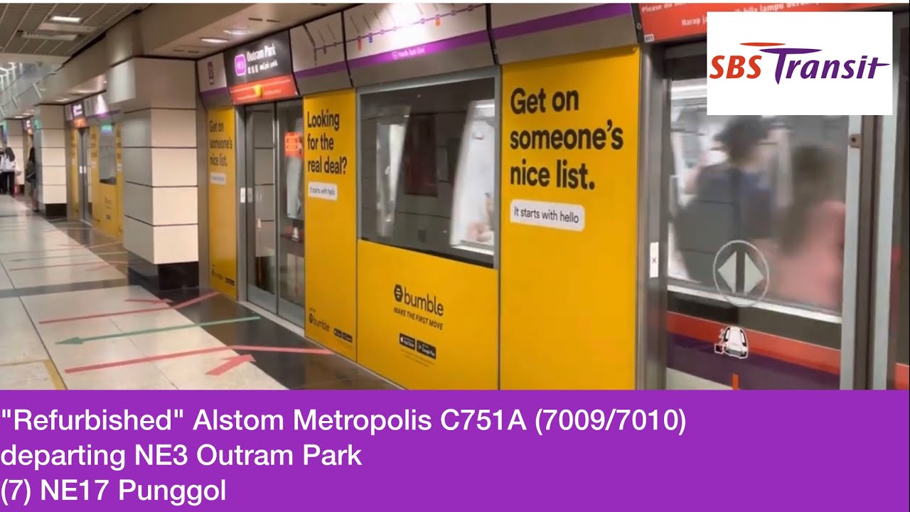 SBS Transit [NEL] Alstom Metropolis C751A [7009/7010] departing Outram ...