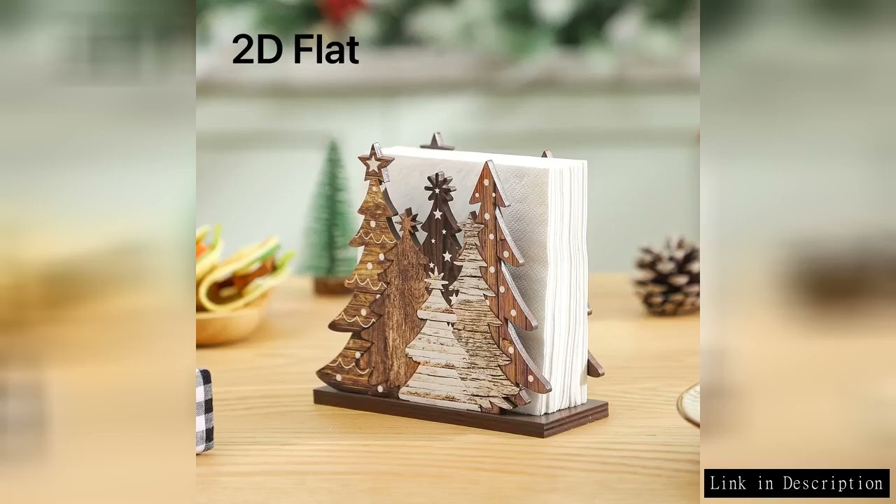 1pc 2D Flat Christmas Tree Tissue Holder - Sturdy Tabletop Napkin Dispenser, Rustic Holiday Decor fo