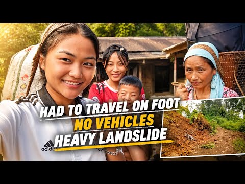 HAD TO TRAVEL ON FOOT DUE TO HEAVY LANDSLIDE, NO VEHICLES 😔 💔// momo girl