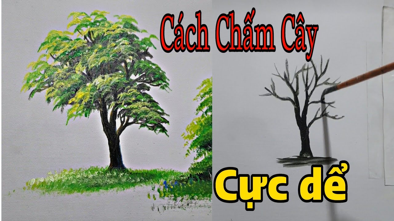 Cách Vẽ Cây Chấm Tán Cây Trong Vẽ Tranh Phong Cảnh / How To Paint A Tree /  Kienart #Shorts - Youtube