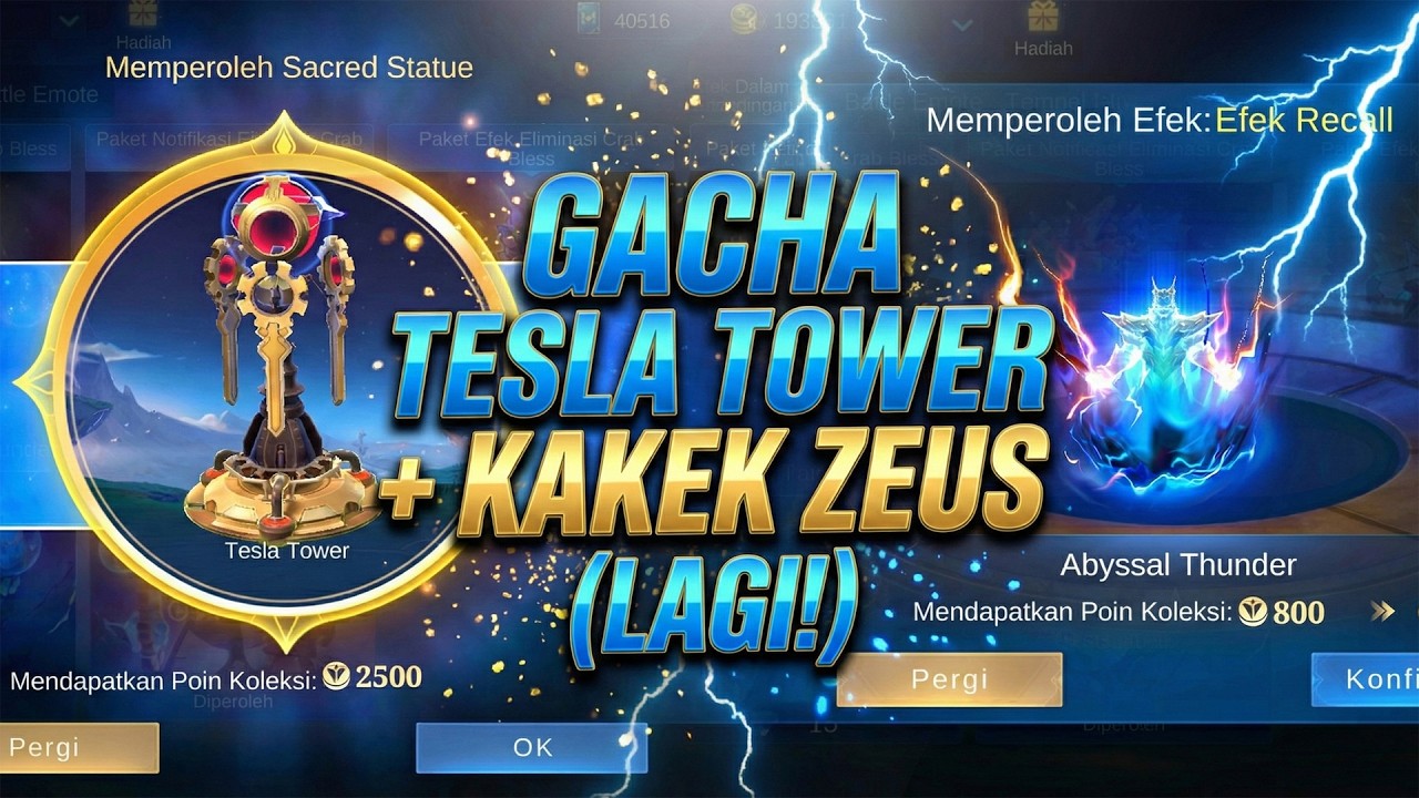 LANJUT GACHA TESLA TOWER + RECALL KAKEK ZEUS (LAGI)