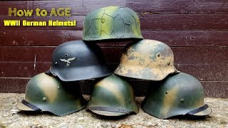 WW2 German Helmet - HOW to AGE! Camouflage and Aging - HOW to add chicken wire on your Helmet!