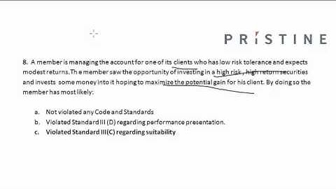 CFA Tutorial: Ethics (Violation of Standard III-C: Suitability)