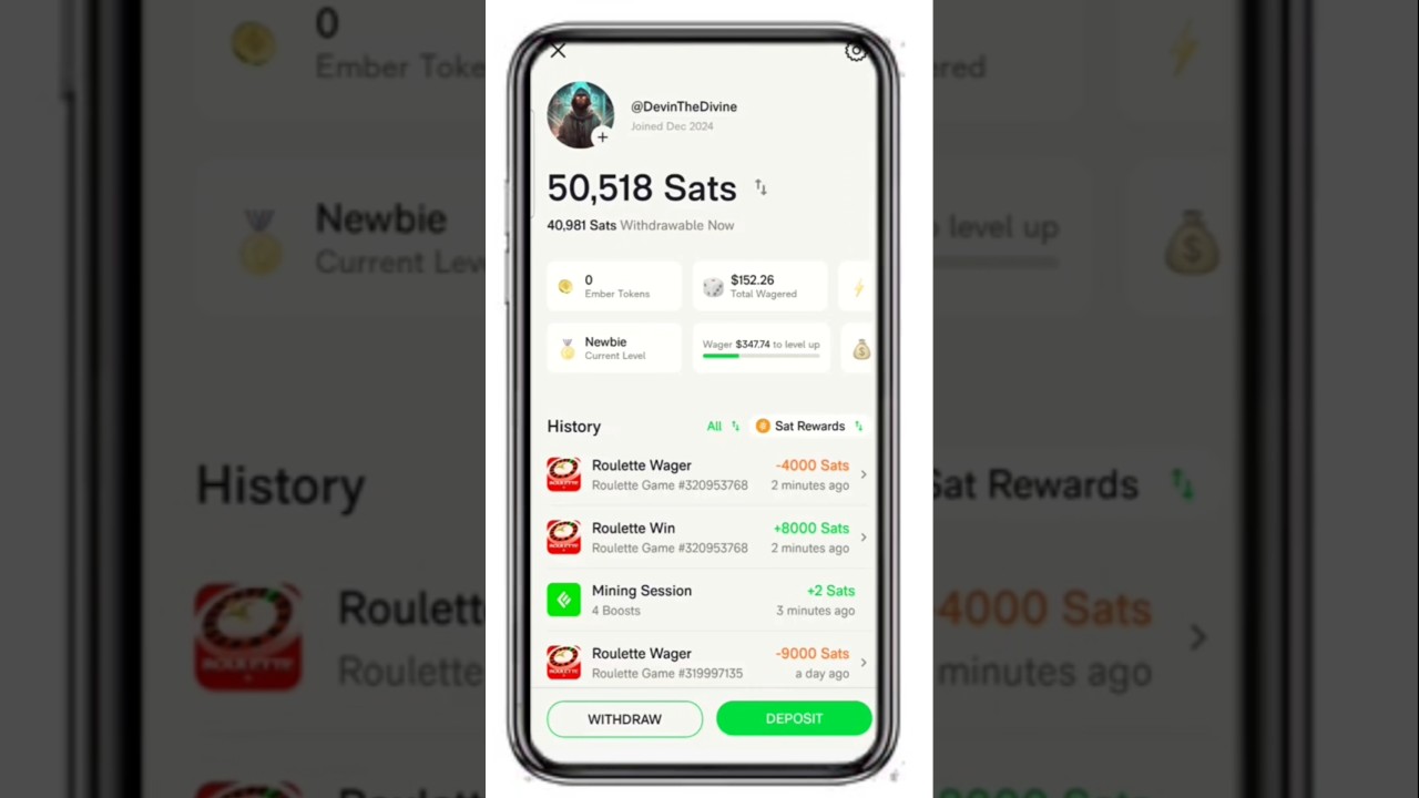 Вывод $40 в биткоинах в приложении Ember 