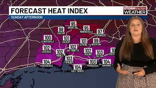 Hot, humid conditions remain locked in across region through Sunday