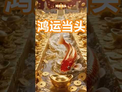 鸿运当头 锦鳞跃金波 喜讯随流至 财神爷 见者好运 吸引力法则 诸事顺利