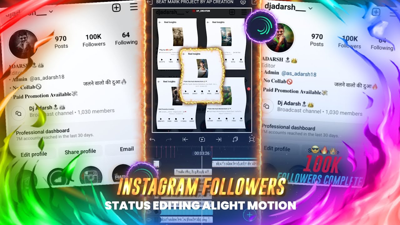 🔥instagram Followers Complete Video Editing Alight Motion 👬फुल खतरनाक व्हिडिओ एडिटिंग 💪
