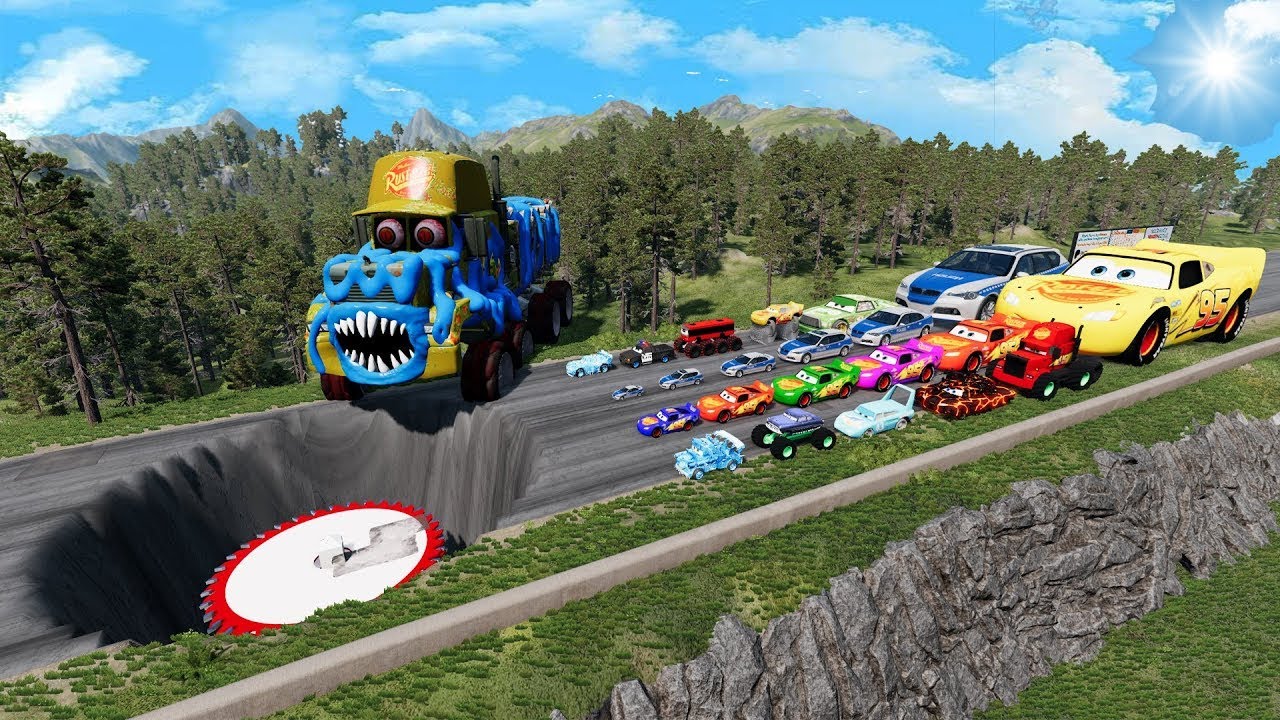 Big & Small McQueen vs Chick Hicks vs Tow Mater vs King Dinoco vs Duch Hudson - BeamNG.Drive