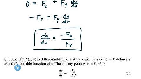 MAT273 - Calc3 - 14.4d Redefining Implicit Differentiation Using Partial Derivatives