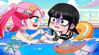 Anna vs Wednesday Swim in the pool  Wednesday's Secret Fear | Gacha Club | Ppg x Rrb Gacha Life