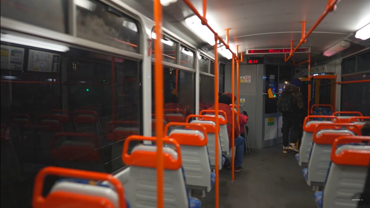 Czech Republic, Ostrava, tram 3 night ride from Vítkovice Mírové náměstí to Kotva