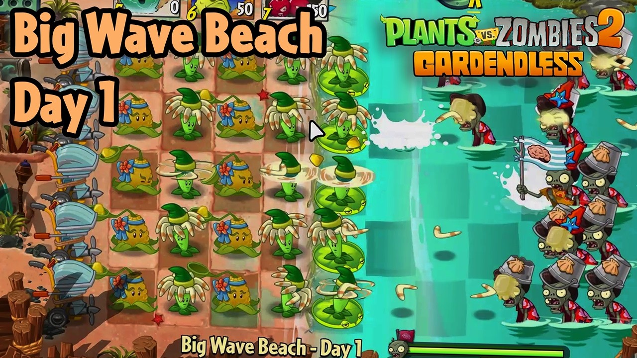 Big Wave Beach - Day 1 [PC] (Hardest difficulty) | Plants vs Zombies 2 ...