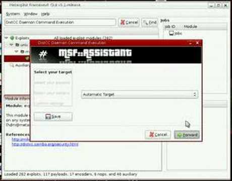 metasploit 3.1 msfgui3 distcc exploit example