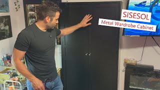 SISESOL Metal Wardrobe Cabinet, with shelves and drawer #wardrobe #clothes #storage