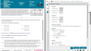 Hypothesis Test Two Population Means Using Statcrunch Example 1