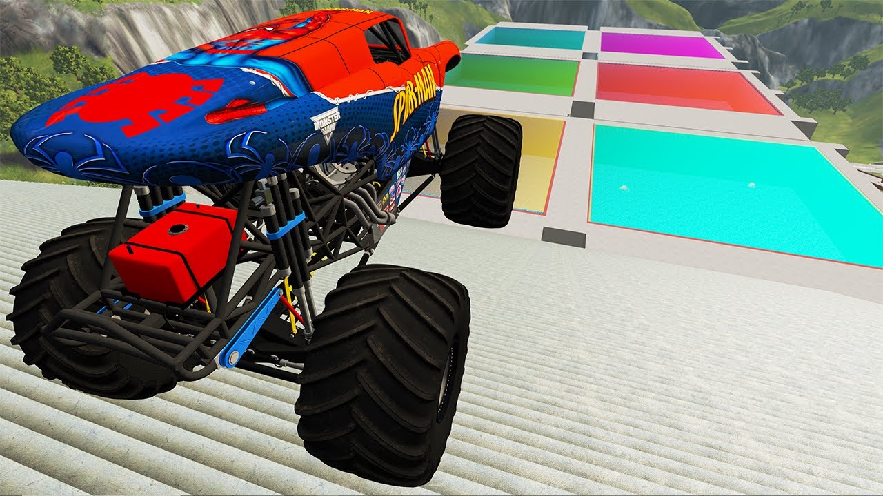 Stair Jumps Down In Colored Swimming Pools #54 - BeamNG drive bmg