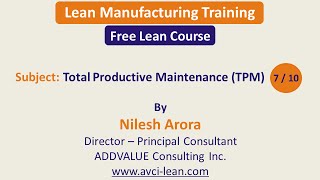 TPM Part 7 / 10 - Lean Manufacturing Training | Nilesh Arora | Lean Manufacturing Consultant