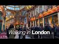 Central London Walking Tour - City of London on a Gloomy Friday Afternoon | ASMR | 4K HDR