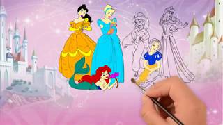 Disney Princess Jasmine Cinderella Belle Moana Drawing Pages To Color For Kids l Coloring Pages