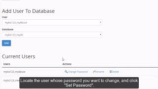cPanel MySQL Change User Password