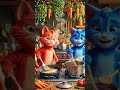 Red and Blue Cat Cooking Funny Food 🐱🔴🔵 | Cat Cooking Challenge #shorts