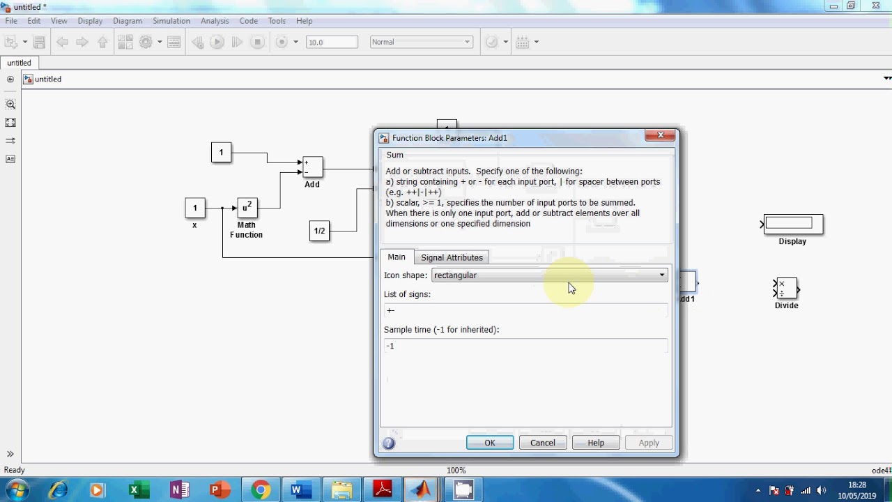 Video 1 operation mathematique par simulink de matlab - YouTube