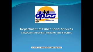 Webinar: Department of Public Social Services CalWORKs Housing Programs and Services