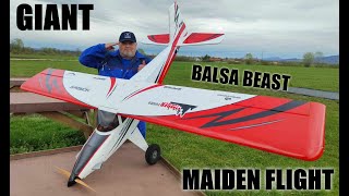 GIANT 2m balsa Turbo Timber SWS BNF 6S power Maiden flight