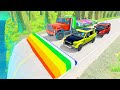 HT Gameplay Crash # 185 | Double Flatbed Trailer Truck vs Speed Bumps - Cars vs Giant Water Pit