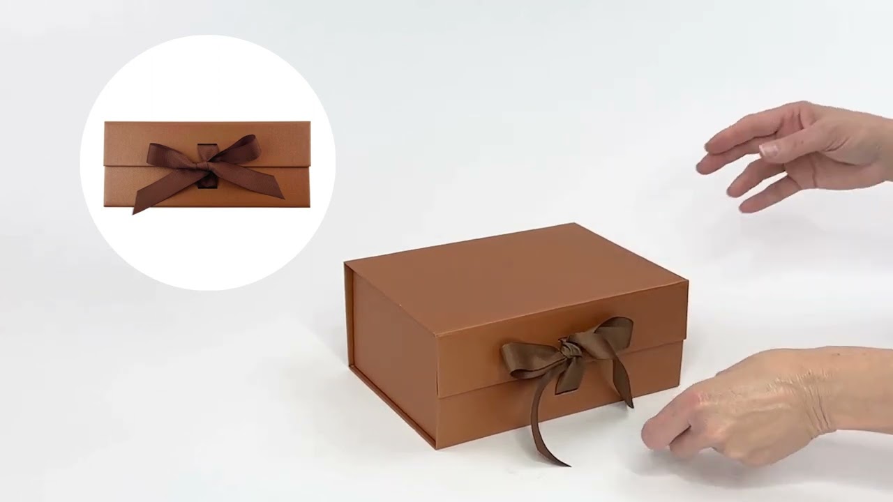 GIFT BOX MARKET Magnetic closure gift box with ribbon assembly
