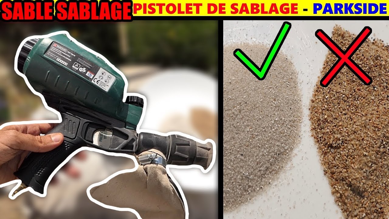 sable de sablage : pistolet de sablage PARKSIDE LIDL PDSP 1000 pneumatique  (sibelco, cantillana..) 