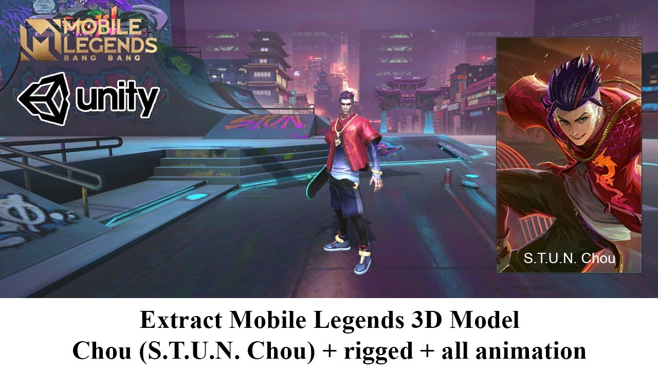 Extract Mobile Legends 3D Model - Chou (S.T.U.N. Chou) + rigged + all  animation | Unity 3D - YouTube