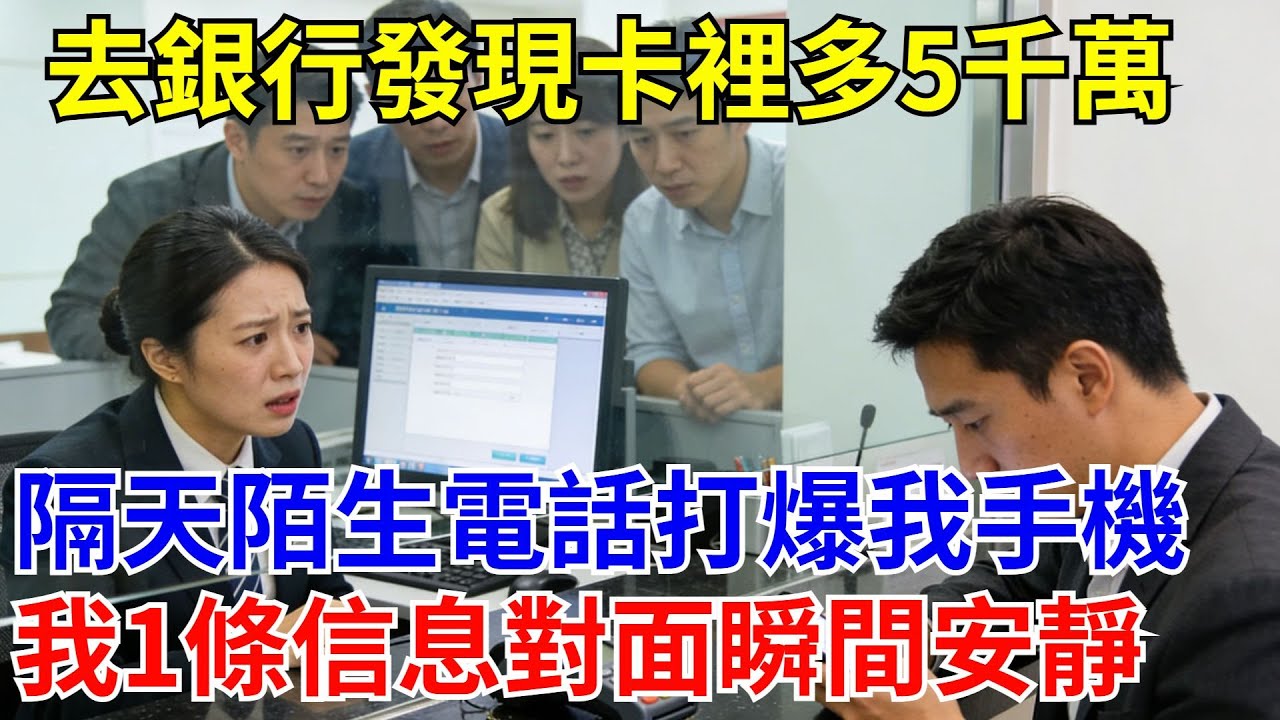 我去銀行存錢，發現卡裏多了5000萬，我沒聲張，直接打了個電話，第二天陌生電話打爆我手機，我回了條信息，對面看完瞬間安靜！#現代故事#小説#奇聞