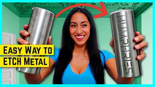 How to Etch a Stainless Steel Tumbler in 10 Minutes - Unbelievable Results using Cricut Stencils! by Kimagine DIY 8,764 views 1 year ago 6 minutes, 36 seconds