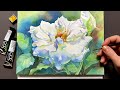 HOW TO PAINT WHITE FLOWERS ON WHITE PAPER 🤍 3 Techniques for Painting White with Watercolors