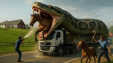 Heroic Rescue Team Battles Giant Python to Save Mother Horse and Farm Animals!