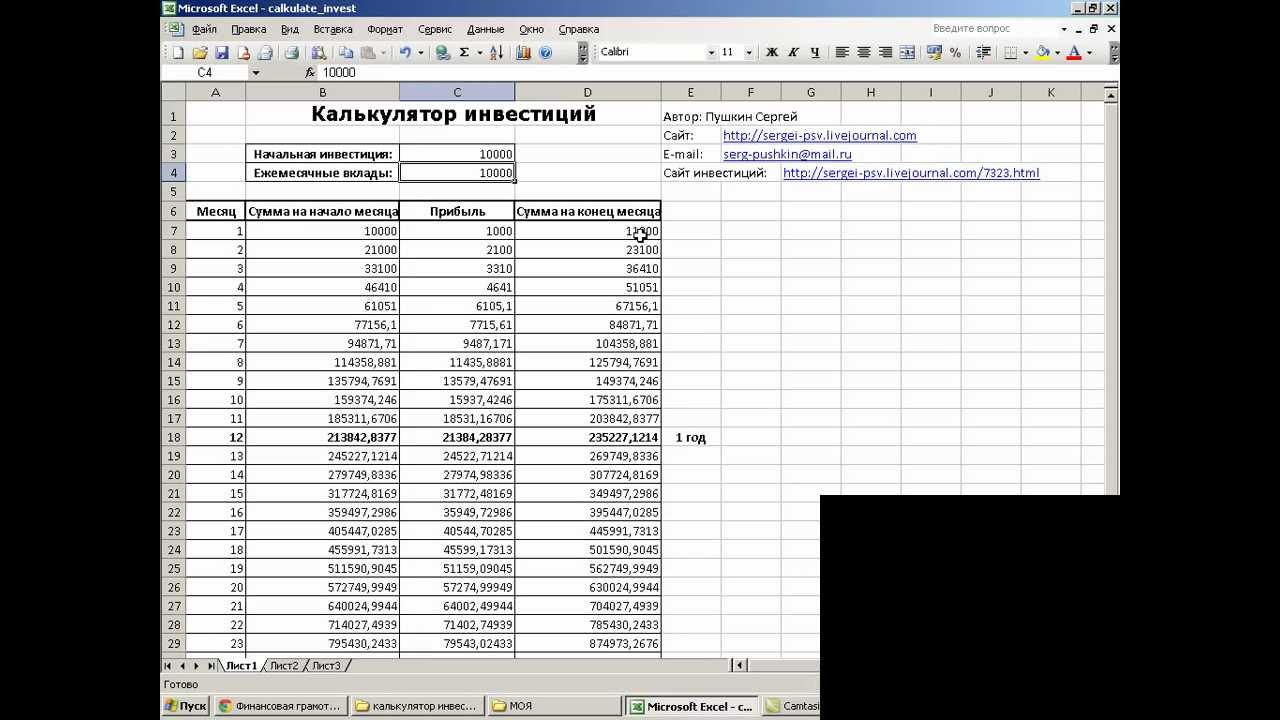 Калькулятор инвестиций домго