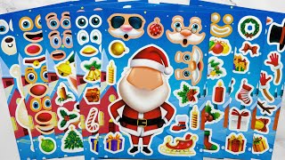 [ToyASMR] Decorate with Sticker Book Santa Claus Christmas Tree Reindeer Snowman