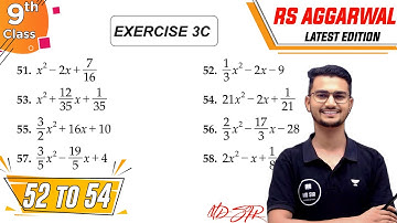 Rs Aggarwal Class 9 | Exercise 3C Q. 52-54 | Chapter 3 Factorisation of Polynomials | Md Sir Class 9
