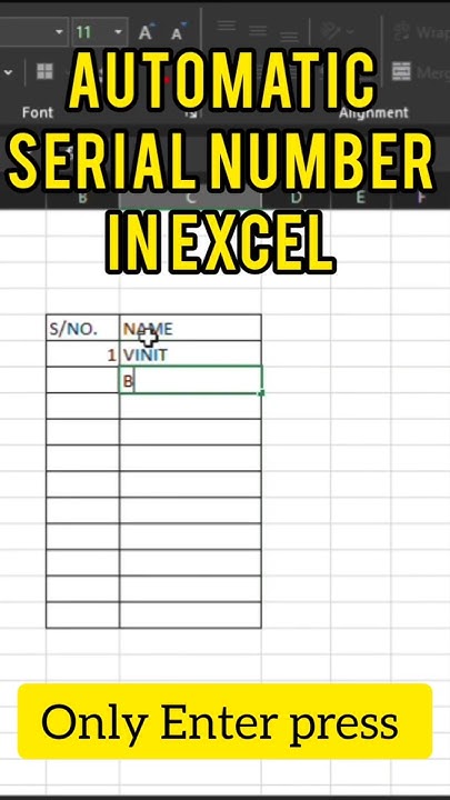 Automatically Generate Serial Numbers in Excel #ExcelTips#excel - YouTube