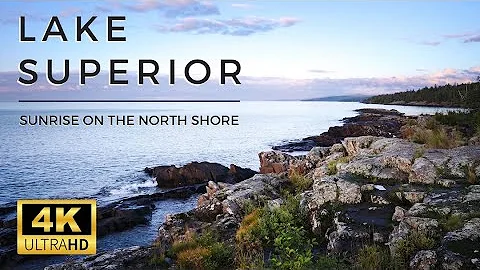 4K LAKE SUPERIOR WAVES | North Shore Sunrise | Sawtooth Mountains | Grand Marais | Relaxing Waves