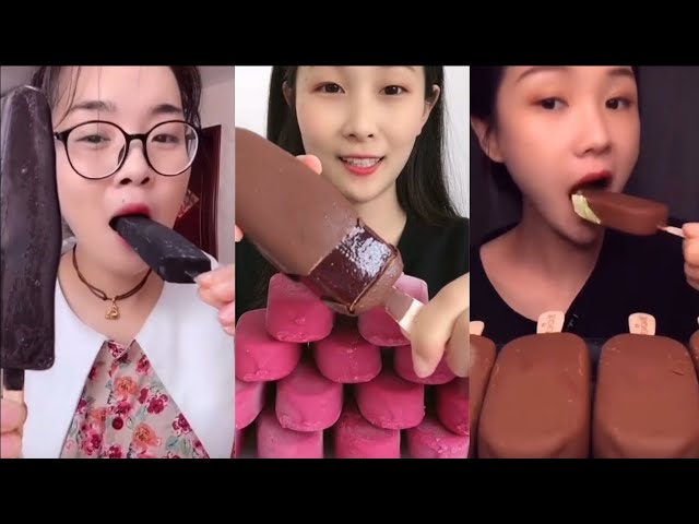 Asmr Crunchy Ice-cream🍦Eating Compilations- Chocolate ice pops||Kwai ASMR sweettastic #viral #eating class=