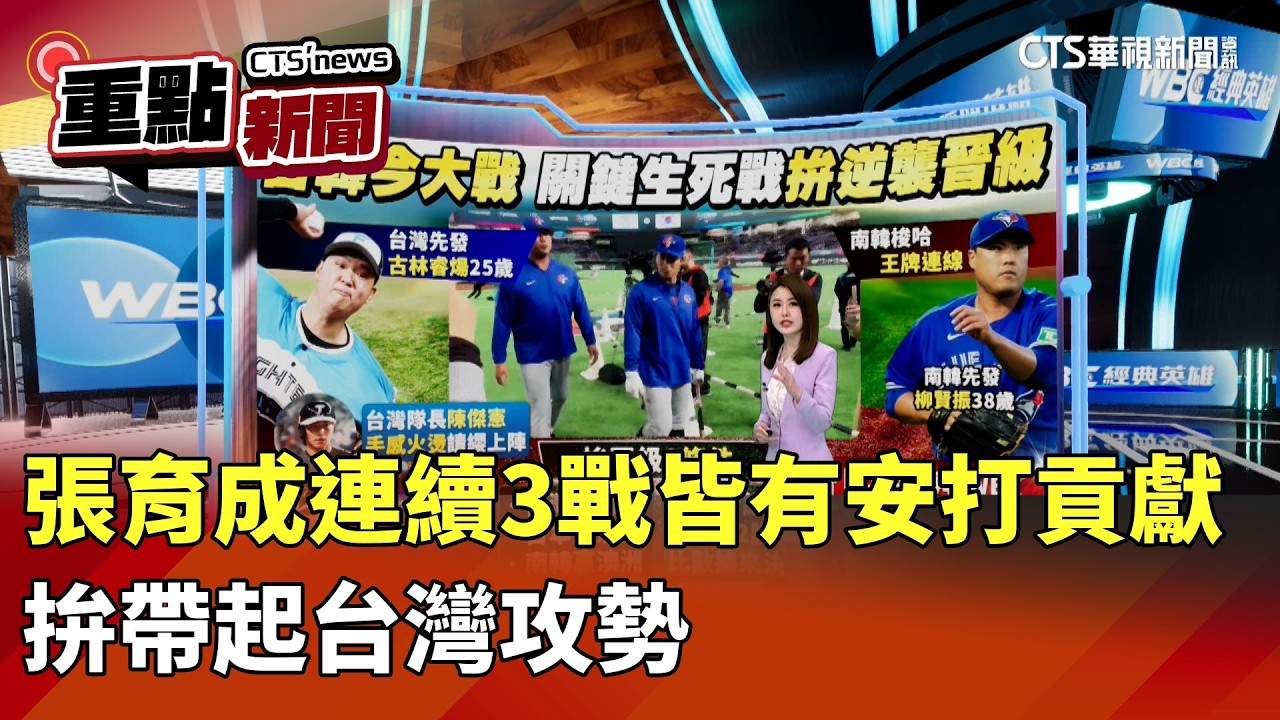 張育成連續3戰皆有安打貢獻 拚帶起台灣攻勢｜華視新聞 20260308｜重點新聞 @CtsTw