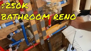 Master Bathroom Bathroom Renovation - Roughing In 2 Thermostatic Valves & 4 Volume Controls