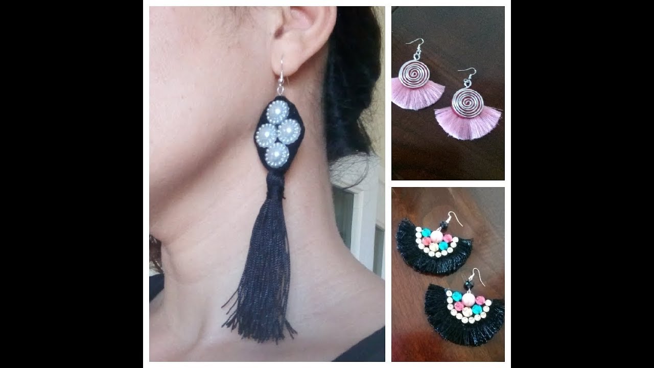 3 tipos de Aretes BORLAS /Aretes de hilo/Pendientes /Tassel Earrings/Como hacer/How to make/DIY
