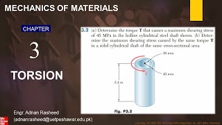 Mech of Materials# |ProblemSolutionMOM​ | Problem 3.2 |Torsion| Engr. Adnan Rasheed