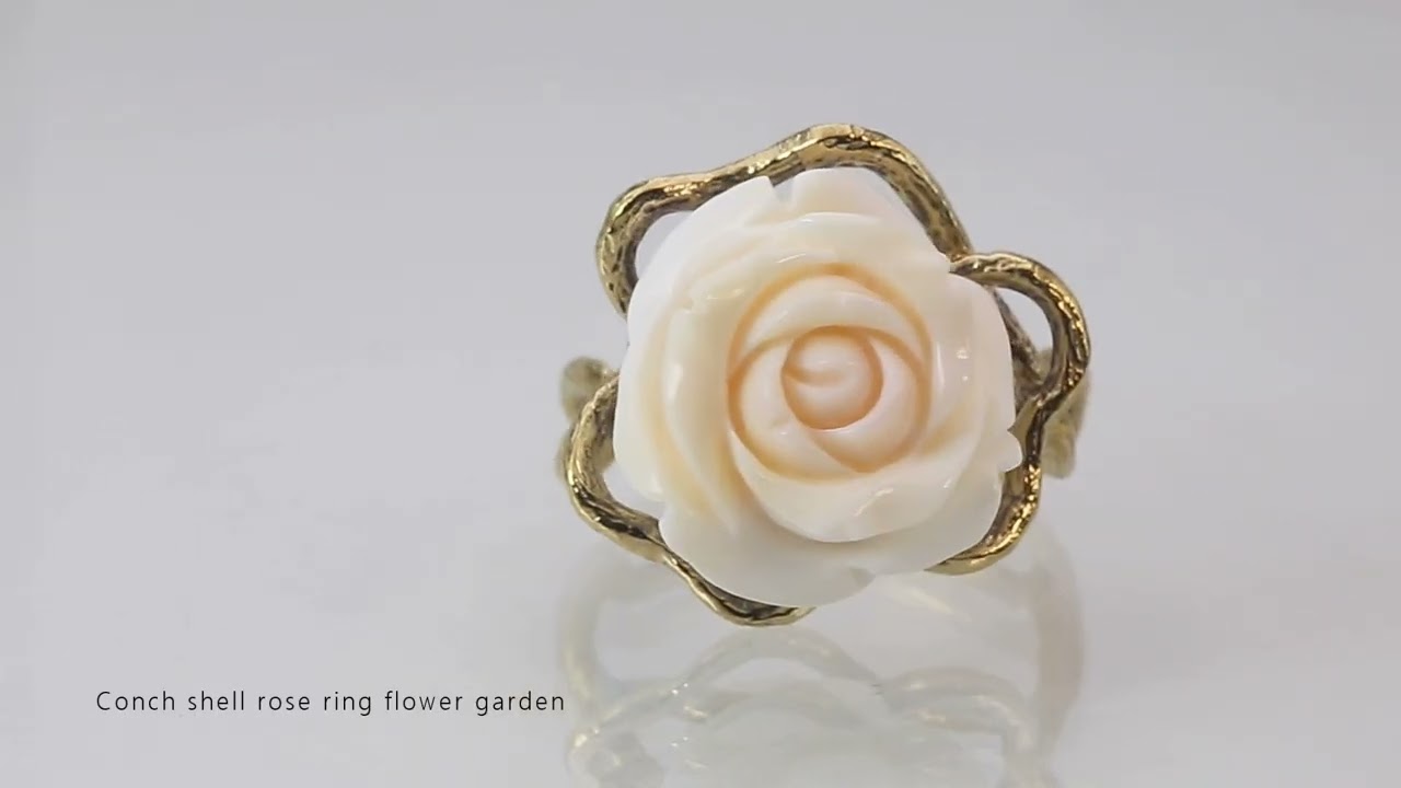 限定1個 コンクシェル 薔薇 リング フラワーガーデン 指輪 12号 サイズ