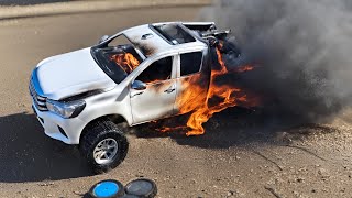 RC Toyota Hilux Burnout Went Wrong 😮 Ends In Flames 🔥