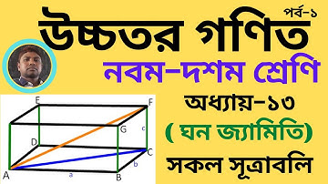 নবম ও দশম শ্রেনির উচ্চতর গণিত  ঘনজ্যামিতি  অনুশীলনী  ১৩ সকল সূত্রাবলী   Higher Math Solid geometry