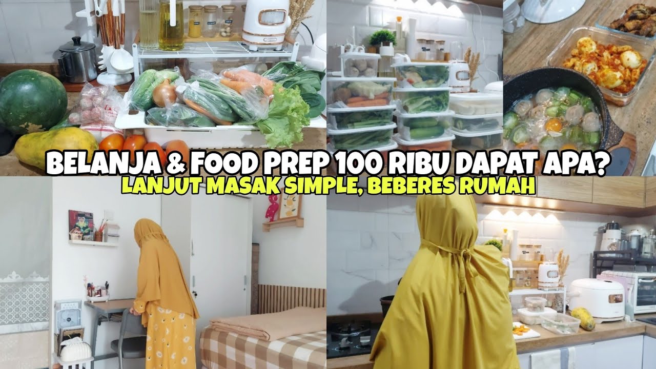 BELANJA & FOOD PREP 100 RIBU DAPAT APA AJA? MASAK SIMPLE, UNBOXING KOTAK BEKAL & BEBERES RUMAH